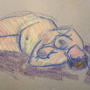 Qroquis 5 min. oliekridt på lærred 24 x 36 cm cm – produktbillede