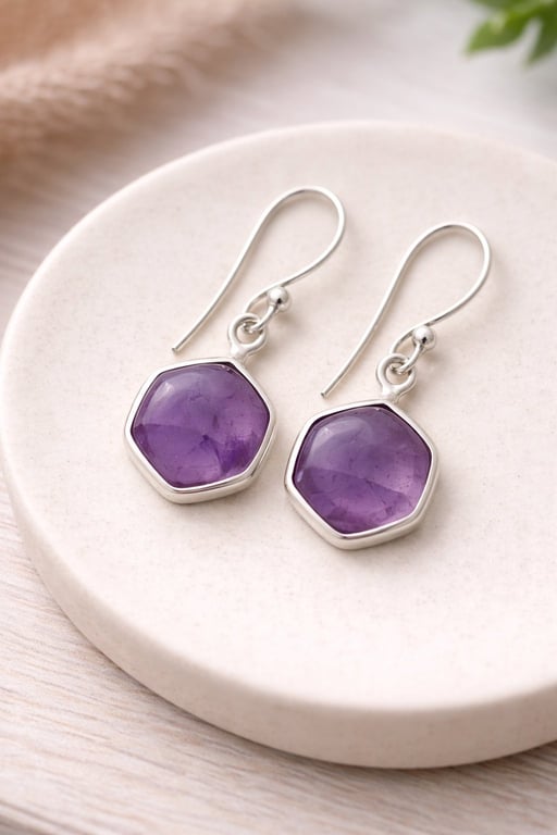 Facet øreringe – Ametyst billede 2