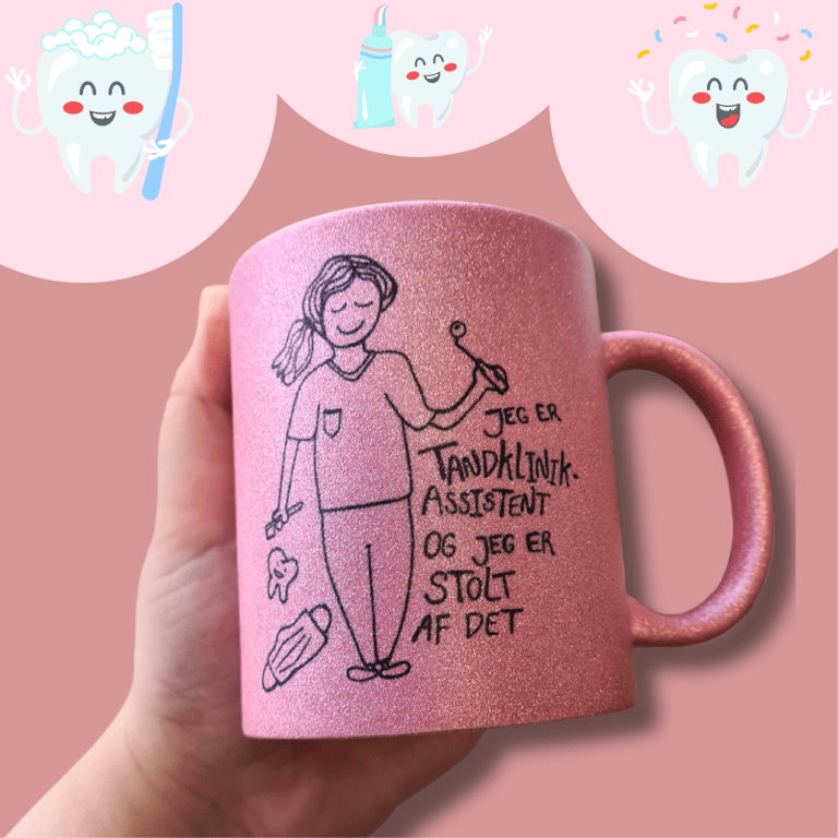 Krus: Jeg er tandklinikassistent og jeg er stolt af det Pink Glimmer billede 2
