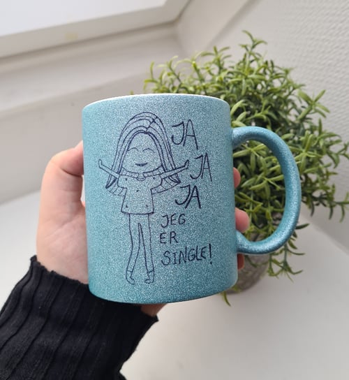 Krus: JA JA JA! jeg er single Lys blå Glimmer