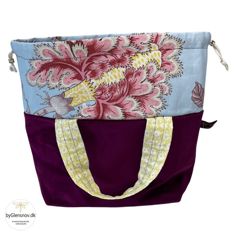 Strikkeprojekt taske - Velour Fuchsia/Storblomst billede 2