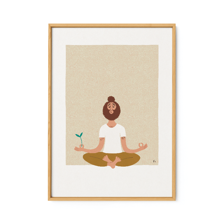 Planteyoga – brun man bun – plakat billede 2