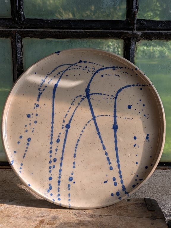 Middagstallerken/fad blå splash 