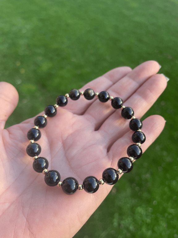 Guld Obsidian Perle - Kvalitet AA billede 2