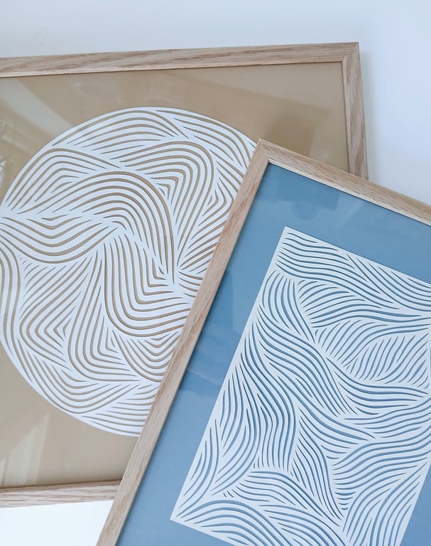 30x30cm papercut, sand, indrammet  billede 3