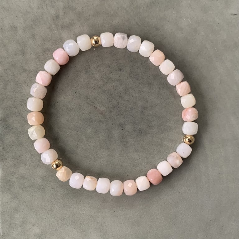 Pink opal armbånd 4mm billede 2