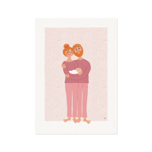 Babyfamilie – lyserød – plakat – produktbillede
