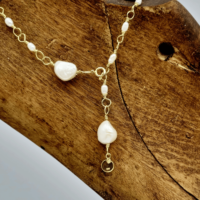 Hvid perle ankelkæde. billede 2