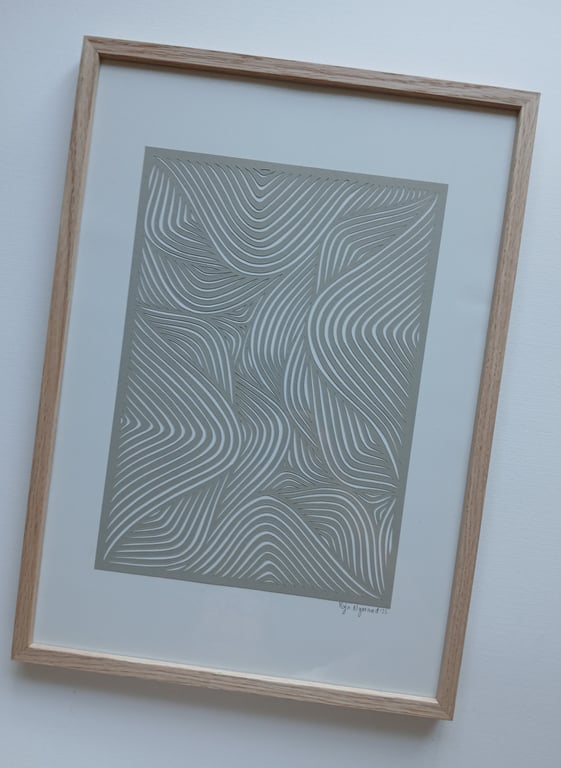 A3 papercut, beigegrå, indrammet  (3)