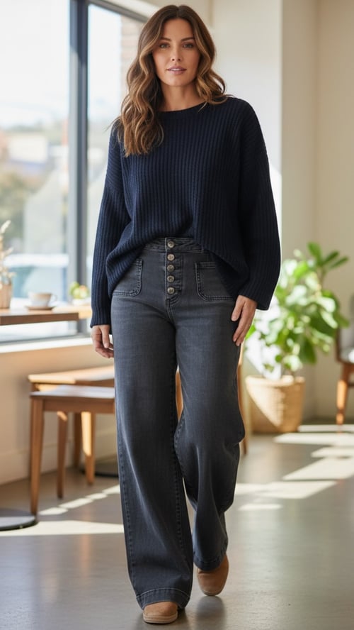 Ingrid stretch jeans, Dark Grey. Findes i str 38-48. (2)