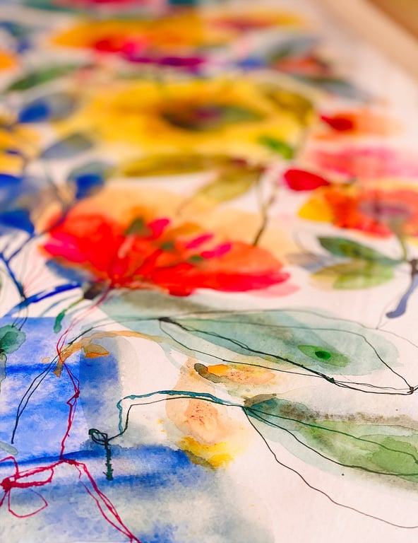 Agnes - Kæmpe blå - original akvarel billede 9