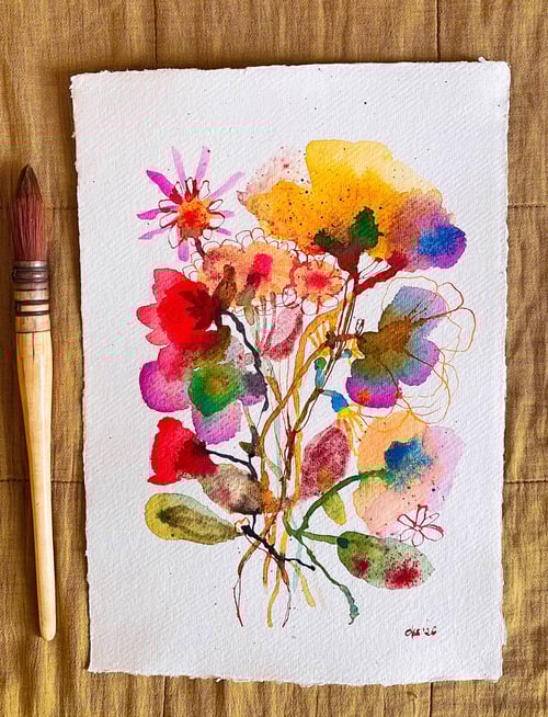 Sprudlende buket - original akvarel 
