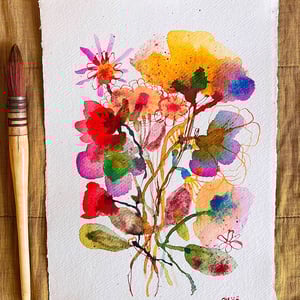 Sprudlende buket - original akvarel  – produktbillede