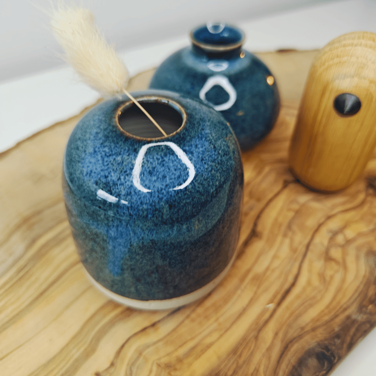 Havblå mini vase  billede 3