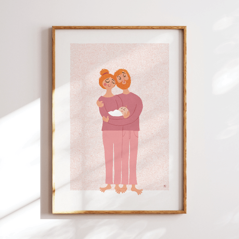 Babyfamilie – lyserød – plakat billede 3