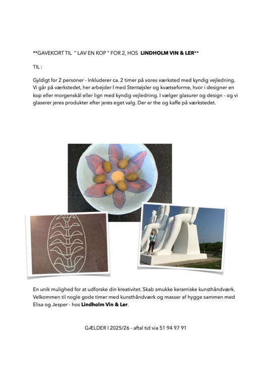 Gavekort 16, "Lav en kop" for 2 personer