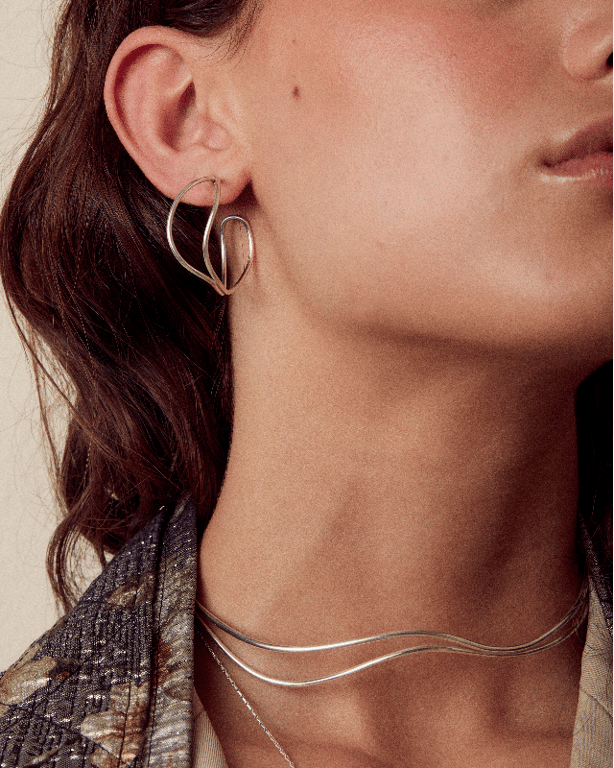 INEL Ocean Waves Hoops silver