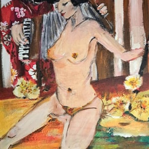 Dame fra Varieteblad fra 1950. 30x40 maleri på malerplade – produktbillede