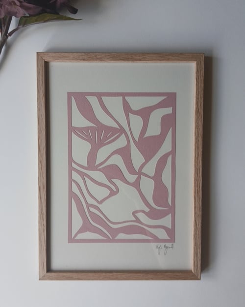 A4, papercut, gammelrosa, indrammet 
