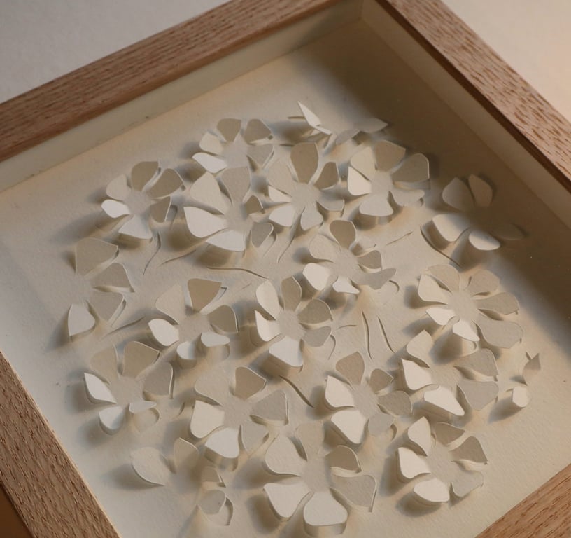 20x20cm- 3D papercut, indrammet  billede 2