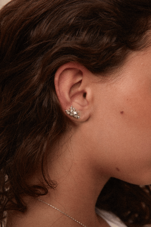 INEL Bubble Bug Crawler Earrings Silver