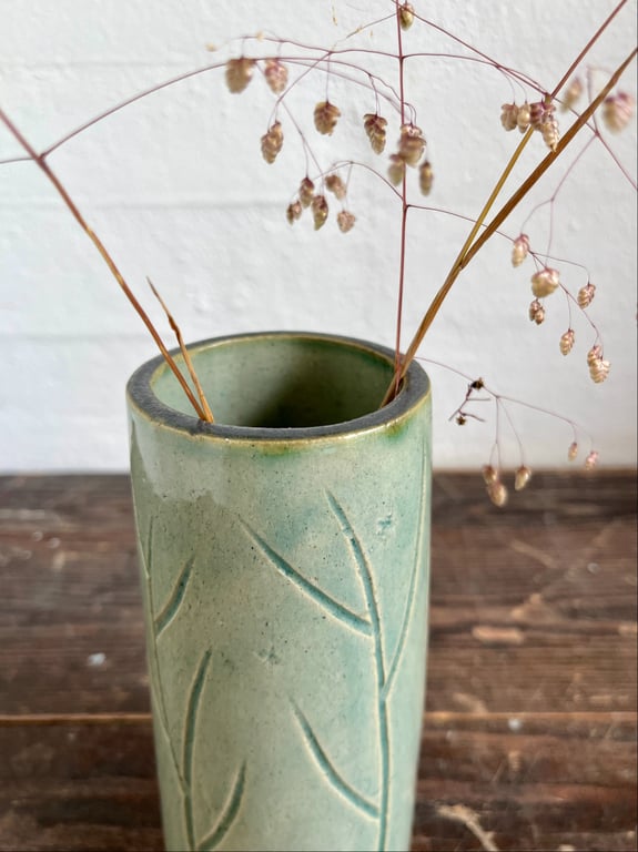Vase, med lys himmelblå glasur billede 2