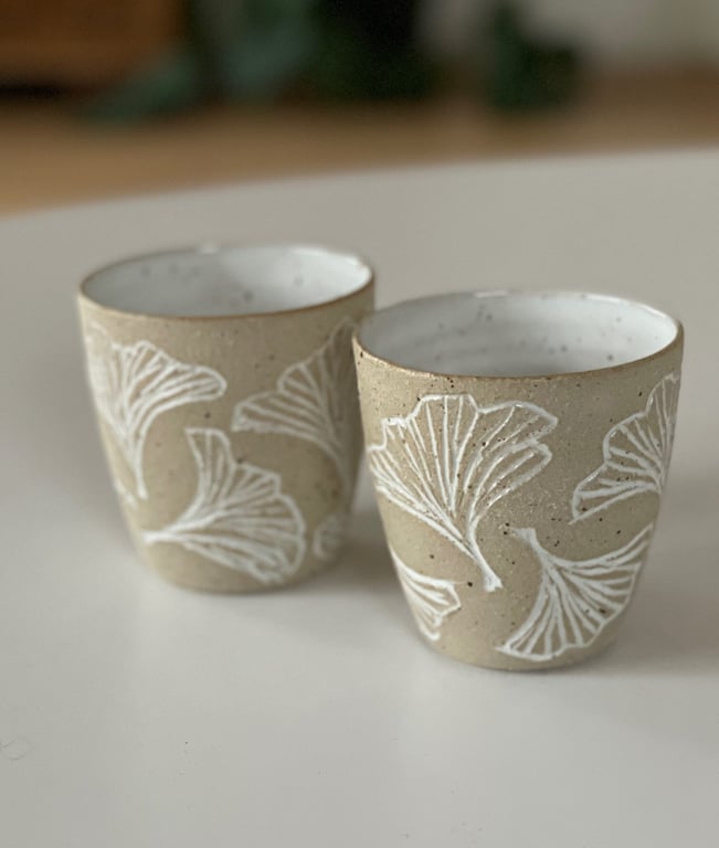 Cortado kop - ginkgo - hånddekoreret