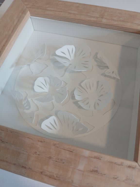 10x10, 3D papercut, hvid, indrammet  billede 4
