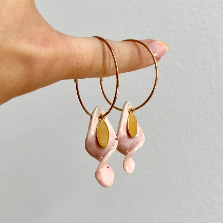 Snoede rosa øreringe billede 4