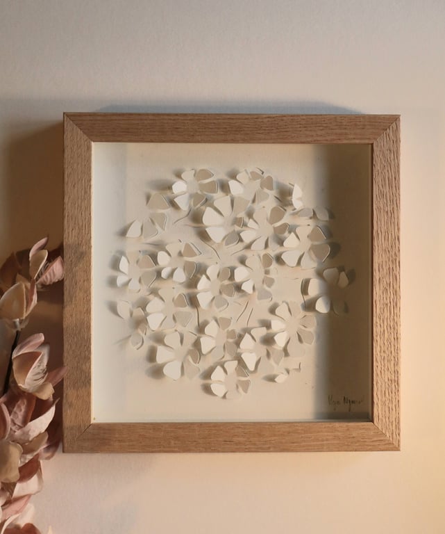 20x20cm- 3D papercut, indrammet 