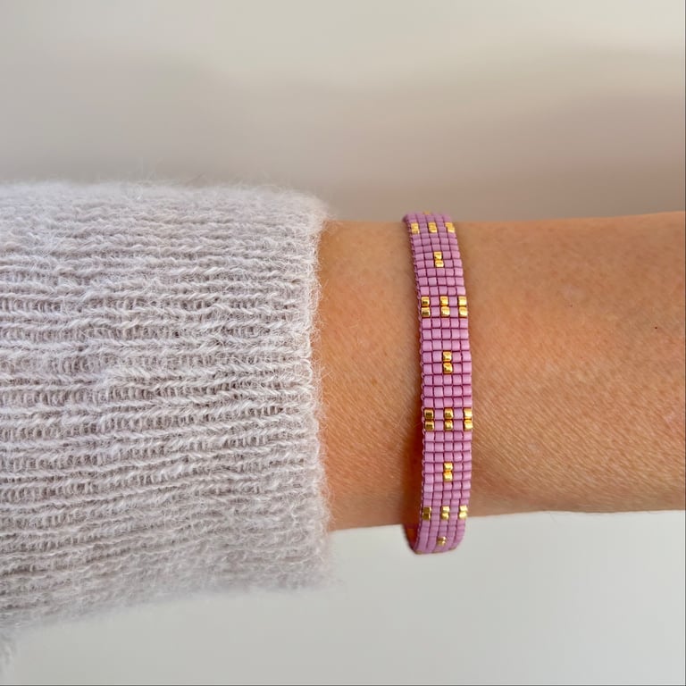 VÆVET JAPANSK ARMBÅND GAMMELROSA FIREFLY