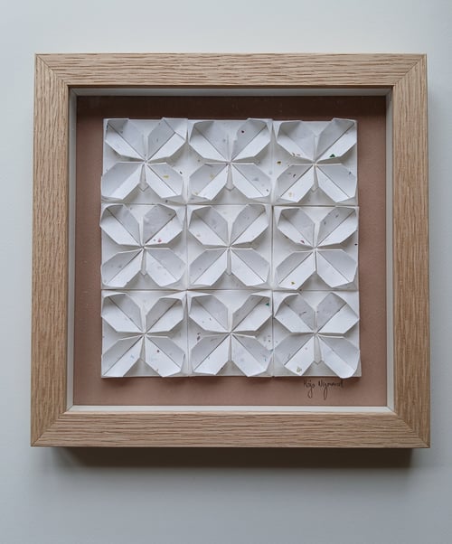 20x20cm foldet værk, tivoli-nougat, indrammet