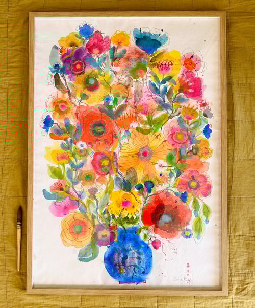 Ellen - kæmpe blå - original akvarel