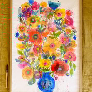 Ellen - kæmpe blå - original akvarel – produktbillede