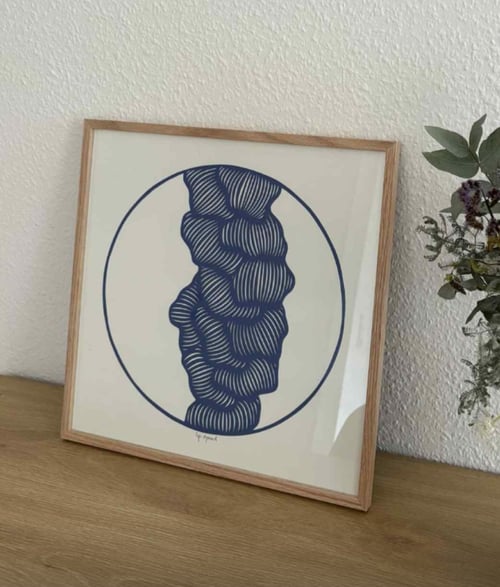 40x40cm papercut, indrammet