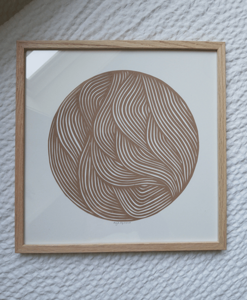 30x30cm papercut, nougat, indrammet 