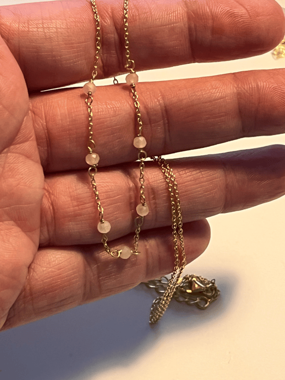 Halskæde med facetslibet Rosa Quartz  billede 3