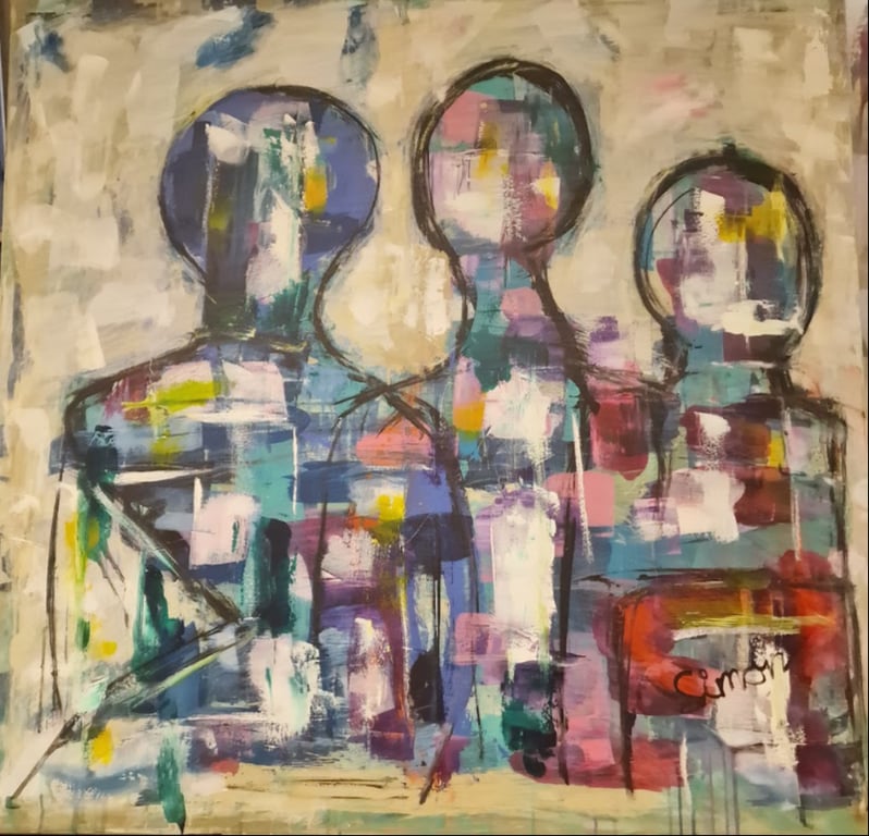 # 1159 Kunstmaleri 120 X 120 cm SOLD billede 2