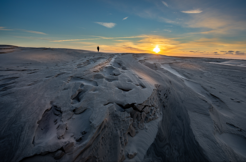  Sand mønstre på Råbjerg mile i Skagen lige efter solnedgang