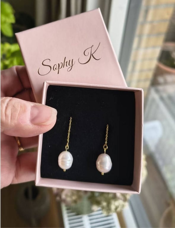 Elvira ørekæder / ferskvandsperler / Sterlingsølv / 18 karat forgyldt