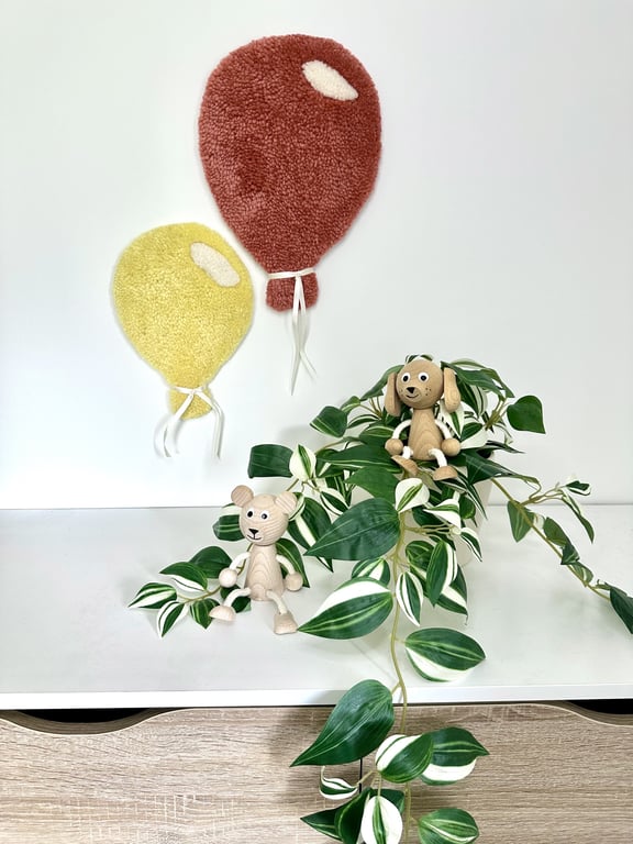 Tuftet farverig ballon (stor)- Håndlavet vægkunst i 100% uld. billede 5