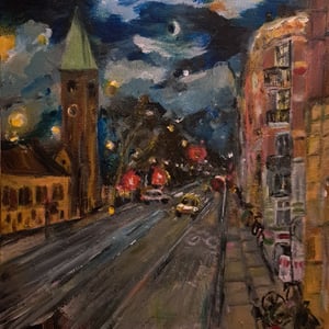SOLGTGothersgade en kold november nat, akryl A5 – produktbillede