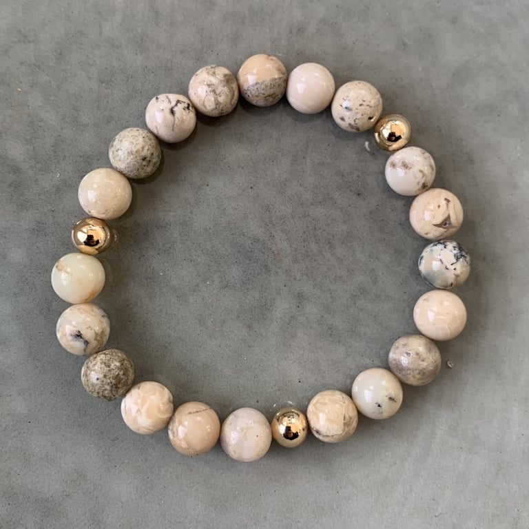 Hvid opal armbånd 8mm
