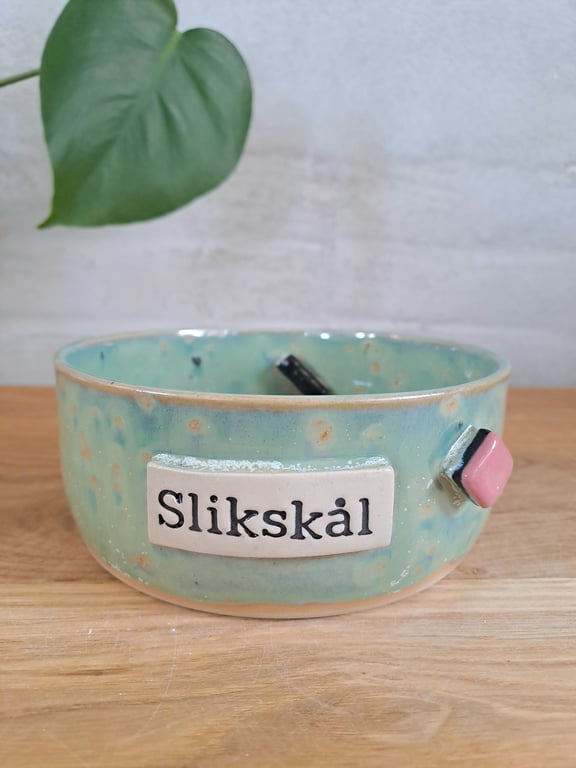 Slikskålen er 15 cm i diameter og 6 cm høj