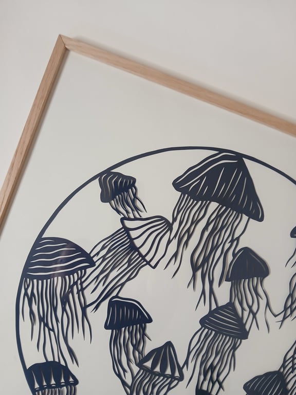 50x50cm "Hav af gopler" papercut, indrammet  (3)