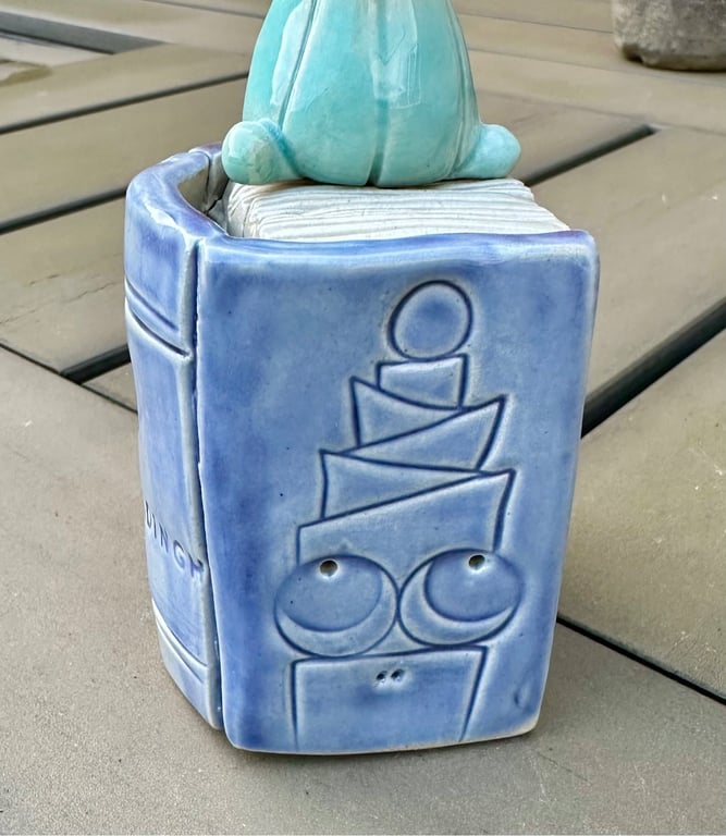 Læsefugl m lilla bog og ægte guld billede 3