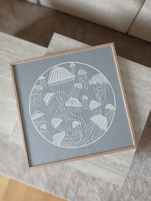 Bestillingsværk 50x50cm, indrammet 