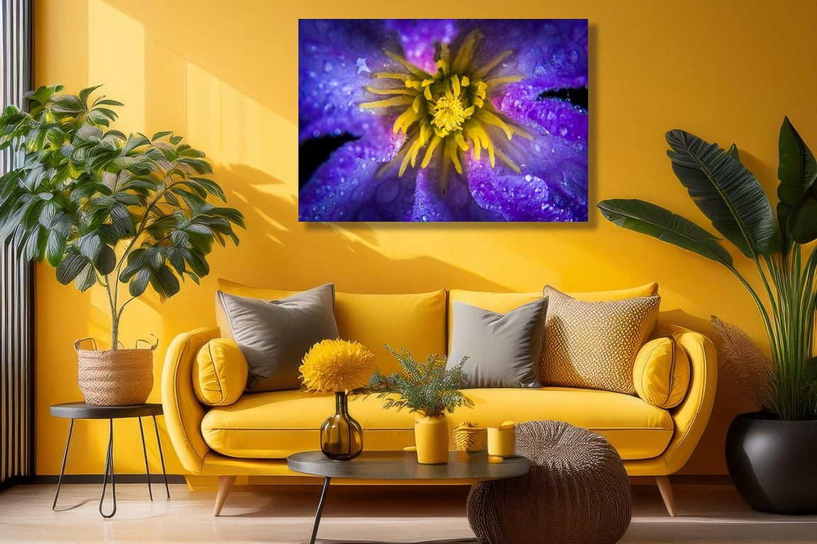 Makrofotografi af en Blue Angel klematis.  billede 2