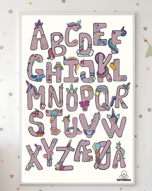 Plakat: ABC Unicorn ROSA/Beige (2)