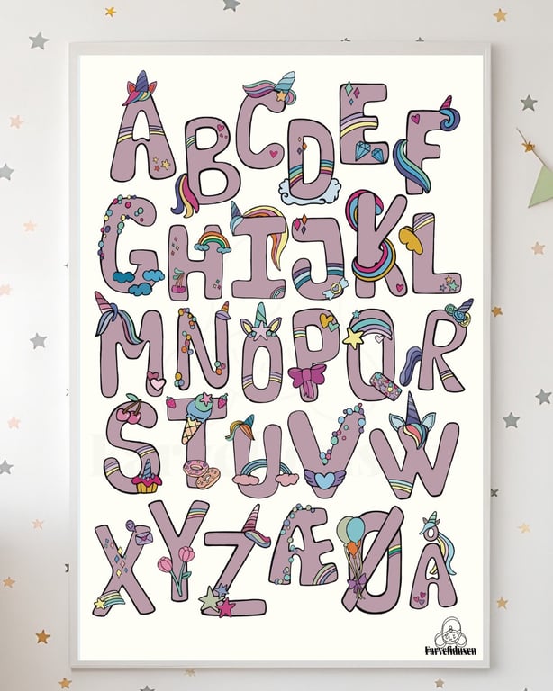 Plakat: ABC Unicorn ROSA/Beige (2)